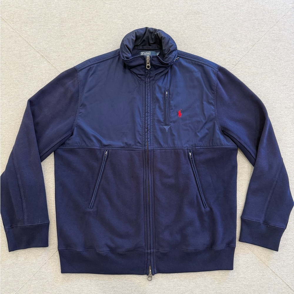 Ralph Lauren Navy Zip Up Jacket with Red Emblem